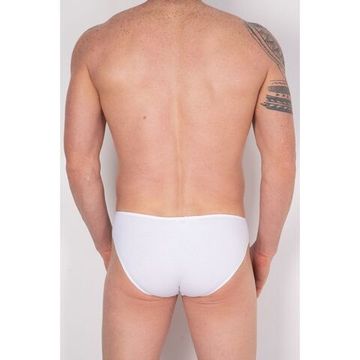 Мужские трусы брифы белые с желто-белой вставкой Cosmos Colors FM40_WY