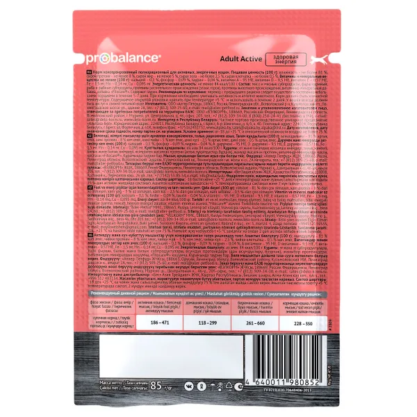 Пауч ProBalance Active для кошек, ведущих активный образ жизни