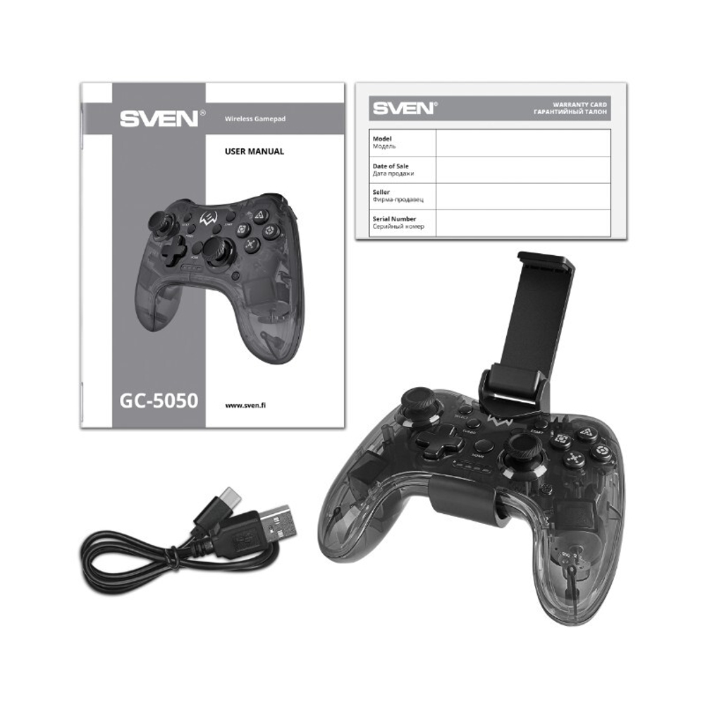 SVEN Беспроводной геймпад GC-5050 (PS4/PS3/NS/PC/Android/iOS, RGB)