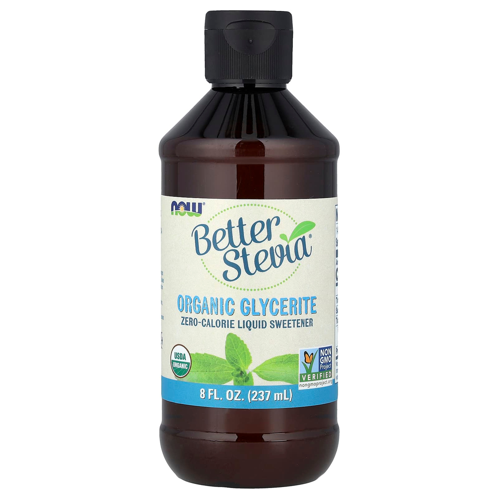 NOW Foods, Better Stevia®, жидкий подсластитель нулевой калорийности, органический глицерит, 237 мл (8 жидк. унций)