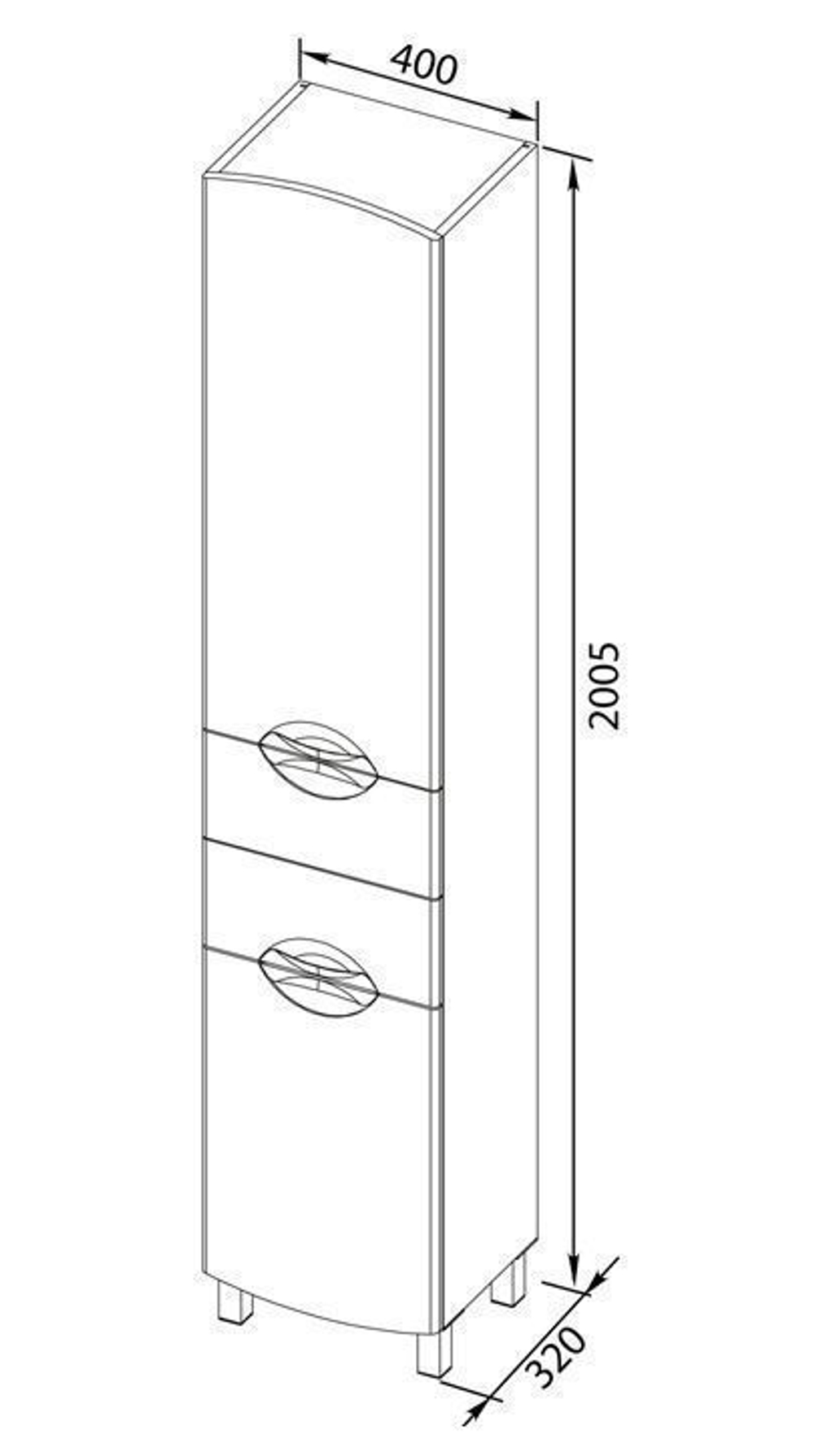 Шкаф-пенал для ванной Aquanet Асти 40 б\к белый
