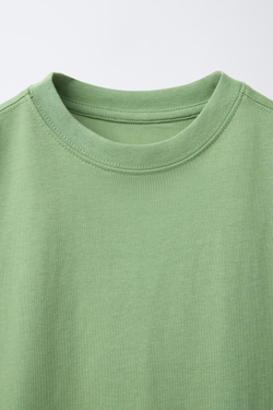 ZARA ОДНОТОННАЯ ФУТБОЛКА MEDIUM WEIGHT, ТРАВЯНОЙ