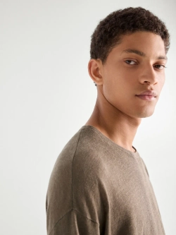 Massimo Dutti Льняной свитер с круглым вырезом, норка