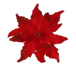 Рождественский цветок на клипсе 27х35см House of Seasons красный