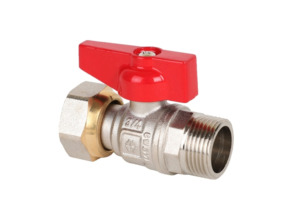 Кран шаровой латунный MVI DN15 PN25 нр-накидная гайка, бабочка