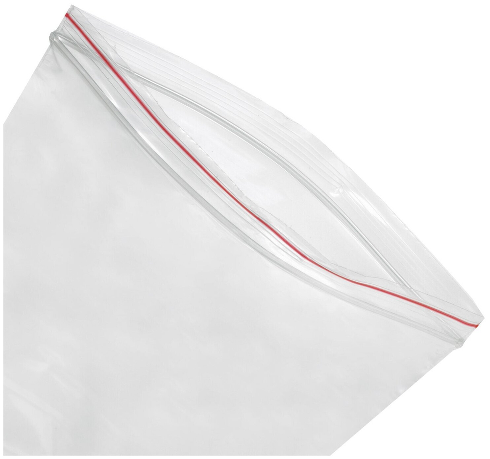 Пакеты Зип Лок 35 мкм с замком Zip Lock 10x10 см с красной полосой (100 шт)