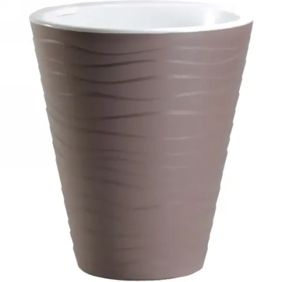 Кашпо для цветов пластиковое 5,2л d-21,5см «Валенсия» со вставкой мокко