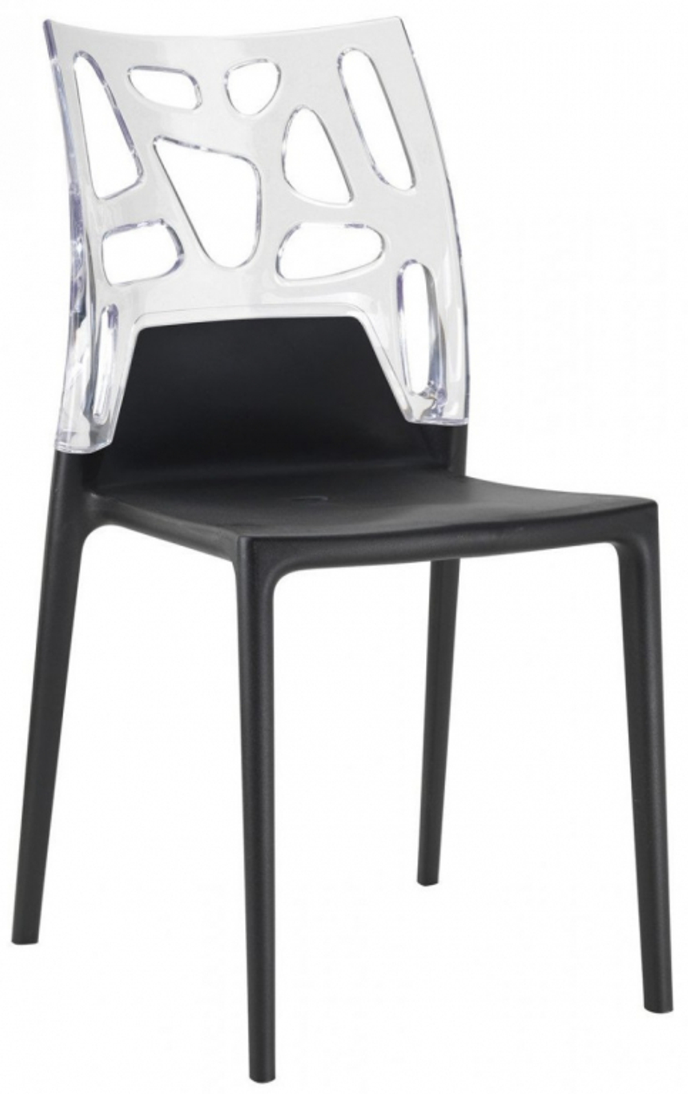 Стул пластиковый Papatya Ego-Rock, черный, прозрачный