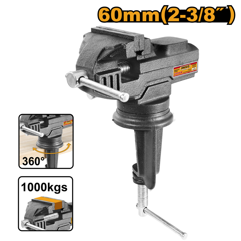 Тиски настольные 60 мм INGCO HBV082