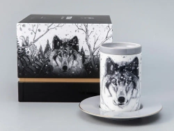 Бокал с блюдцем Тотем в подарочной упаковке, рисунок Волк, арт. 81.28374.00.1