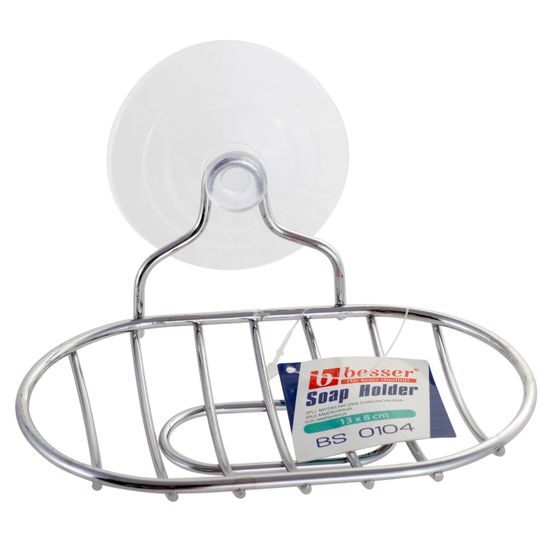 Мыльница овальная хромированная на присоске Besser BS 0104 (13х9х4,5 см)
