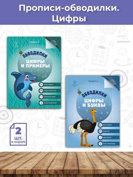Обводилки для детей. Прописи с прозрачными страницами. Цифры, буквы, примеры - 2 шт.