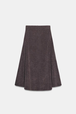 ZARA ЮБКА ИЗ МЯГКОЙ ТКАНИ, КОРИЧНЕВЫЙ МЕЛАНЖ
