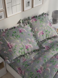 Декоративная наволочка с рюшами, оборками "Сирень" 70х70 см, 1 шт, без молнии