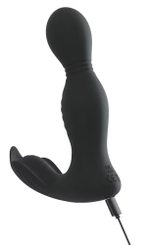 Черная анальная пробка с вибрацией, вращением и пультом ДУ RC Butt Plug with 2 Functions (Цвет: черный)