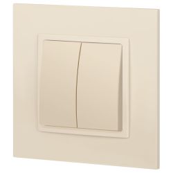 Переключатель ЭРА Elegance 14-1106-02 двойной 10АХ-250В, IP20 слоновая кость