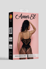 Комбинезон с бретельками и декоративной ажурной вставкой на шее (Размер: S-M-L) (Цвет: черный)