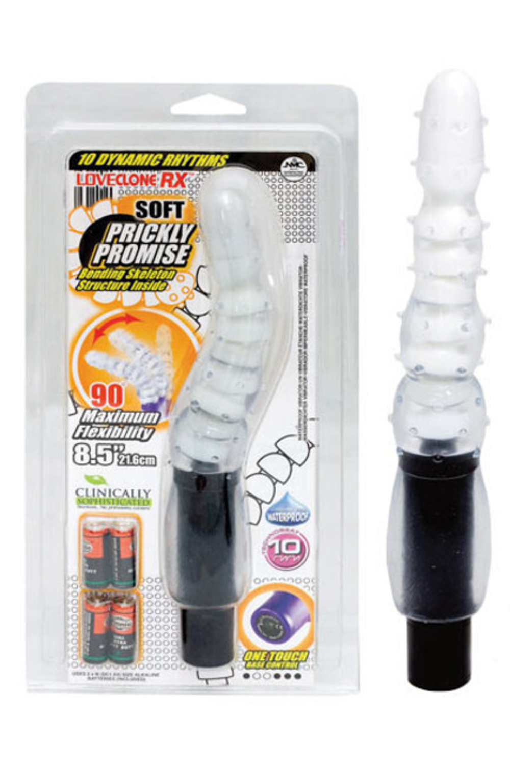 Вибратор серый гнущийся Prickly Promise (19,5 см, серый) (Цвет: серый)