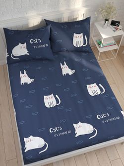 Простынь на резинке Сказка "Cats" 160х200 см, перкаль