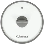 Крышка стеклянная плоская 240мм, с ободом и пароотводом из силикона и бакелитовой ручкой софт-тач цвет серый, деколь серая