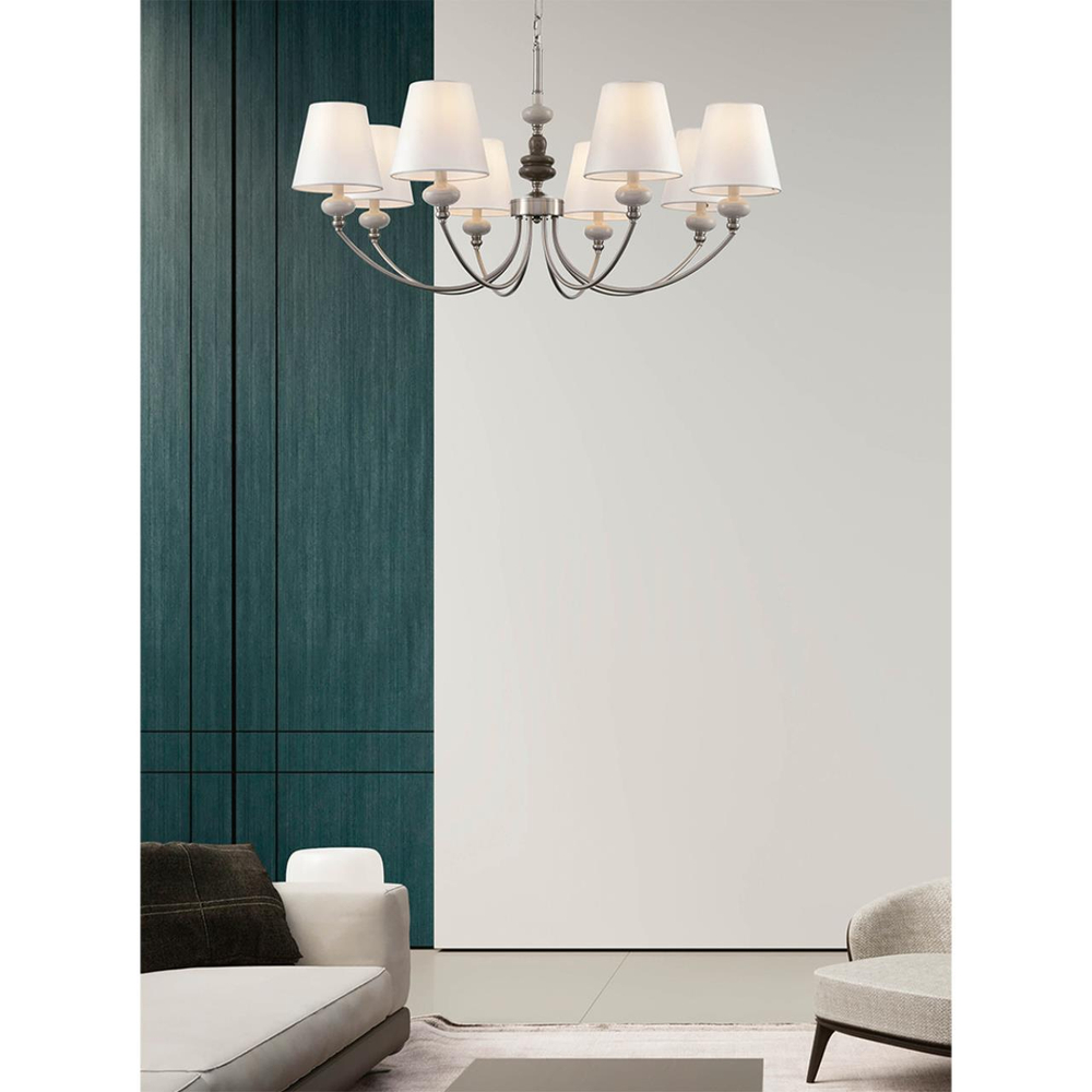 8283/5 CLASSI LN26 051 никель/белый, металл/керамика/текстиль Люстра Е14 5*40W 220V KENTUKI