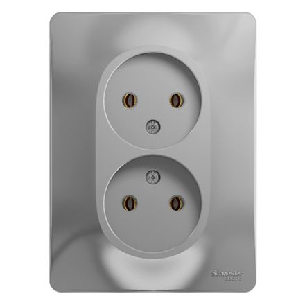 Розетка двухместная Systeme Electric Glossa Алюм б/з в сборе 16А