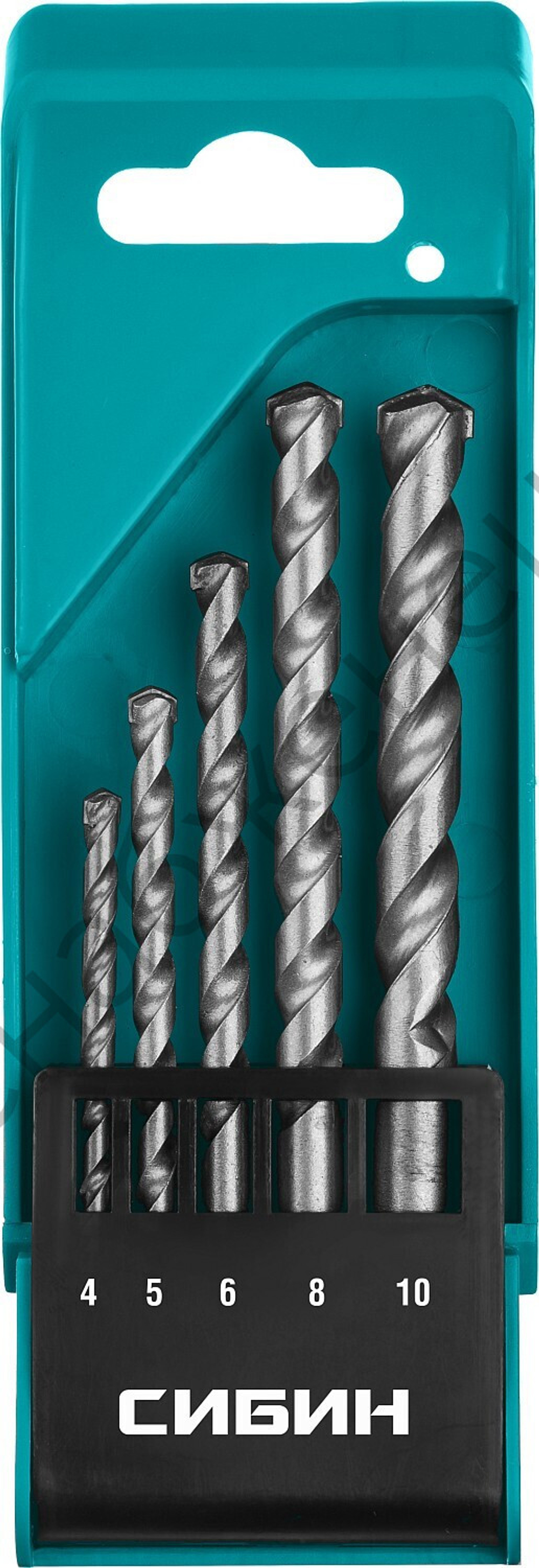 СИБИН 5 шт: d 4-5-6-8-10 мм набор сверл по бетону