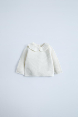 ZARA СВИТЕР С КРУГЛЫМ ВОРОТНИКОМ, СВЕТЛЫЙ ЭКРЮ