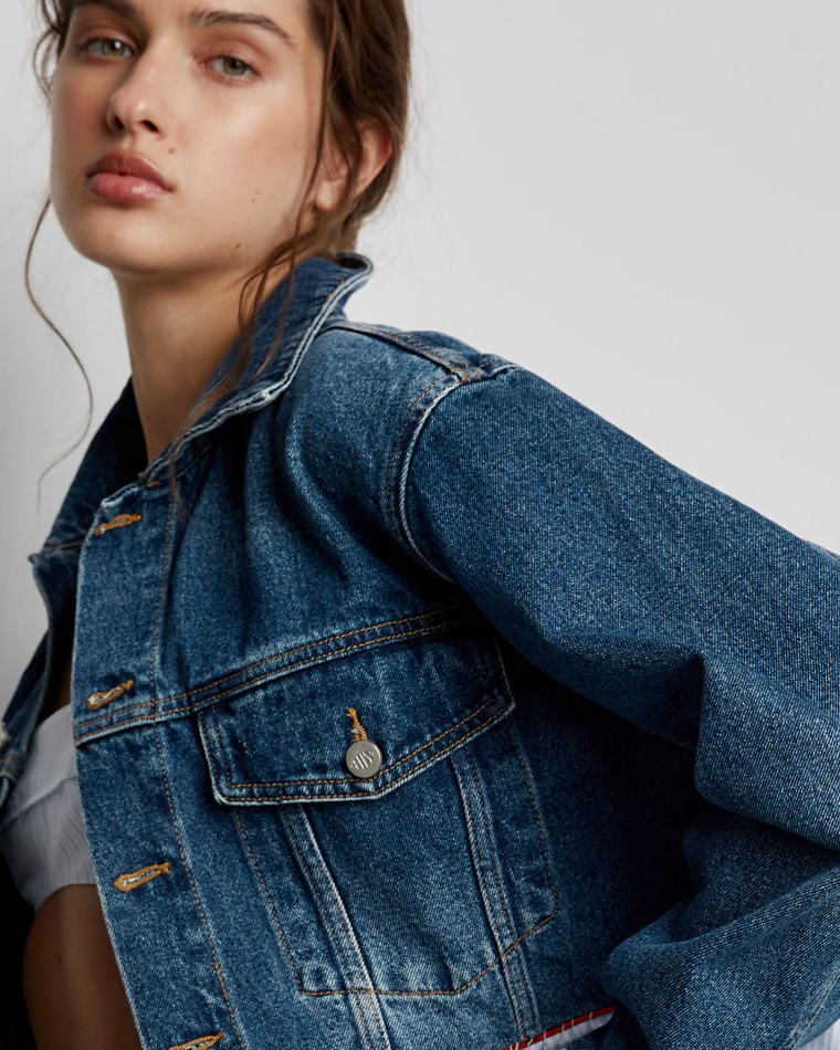 Джинсовая куртка с деталью из хлопка синий