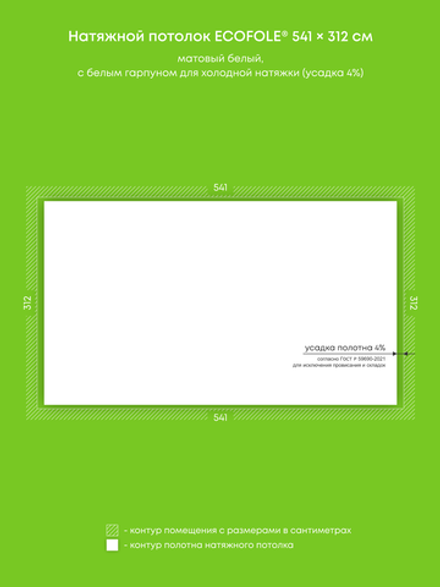 Матовый натяжной потолок 16.9 м2