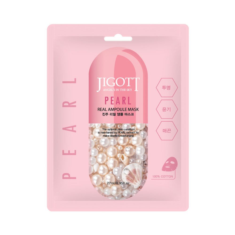 Маска для лица Jigott Pearl Real Ampoule Mask тканевая с экстрактом Жемчуга 27 мл