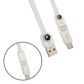 Кабель USB - 3в1 для [iPhone + MicroUSB + Type-C] Remax RC-073th (плоский) Белый