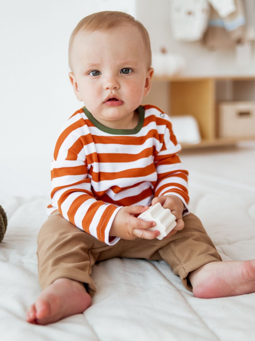 Лонгслив "Полоска Терракот" 0+
