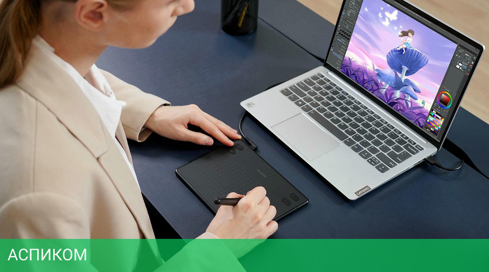 Графический планшет Huion RTE-100 White