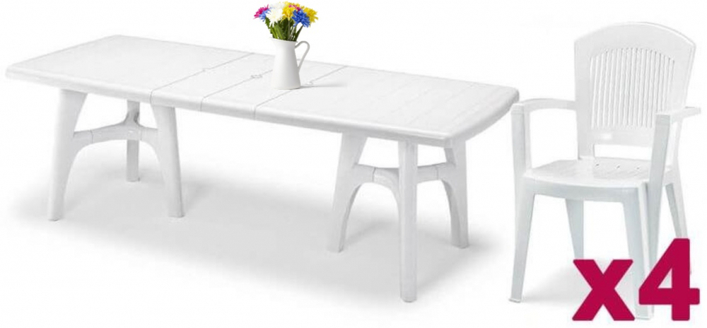 Комплект пластиковой мебели SCAB GIARDINO President Tris Super Elegant Monobloc, белый