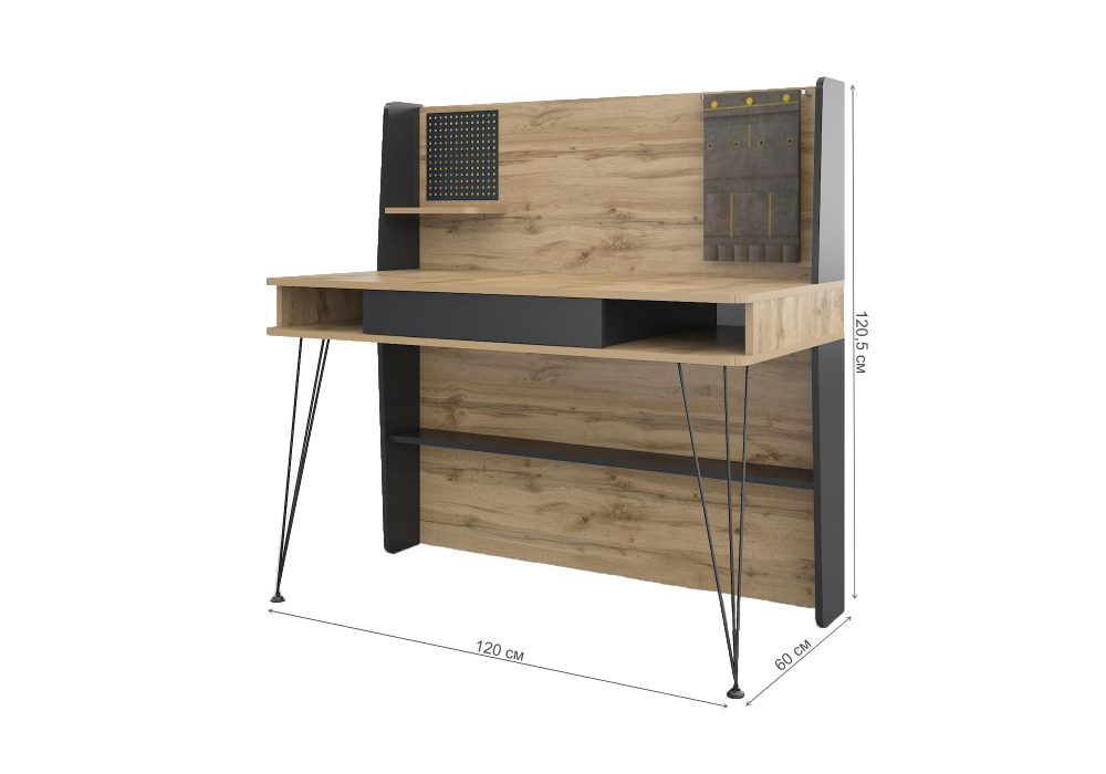 Компьютерный стол Woodville Нобира антрацит, дуб ирландский