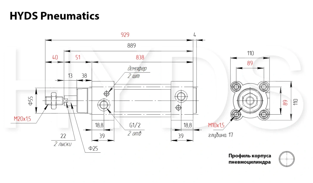 C96SDB100-700C Пневмоцилиндр