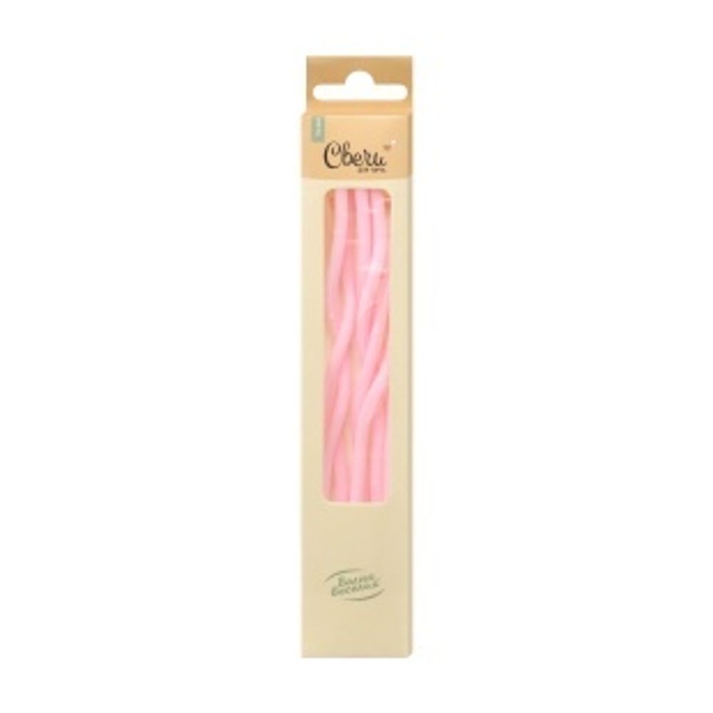 Свечи Спирали Люкс, Розовый, 0,4*13 + 3 см, 6 шт. с держат.