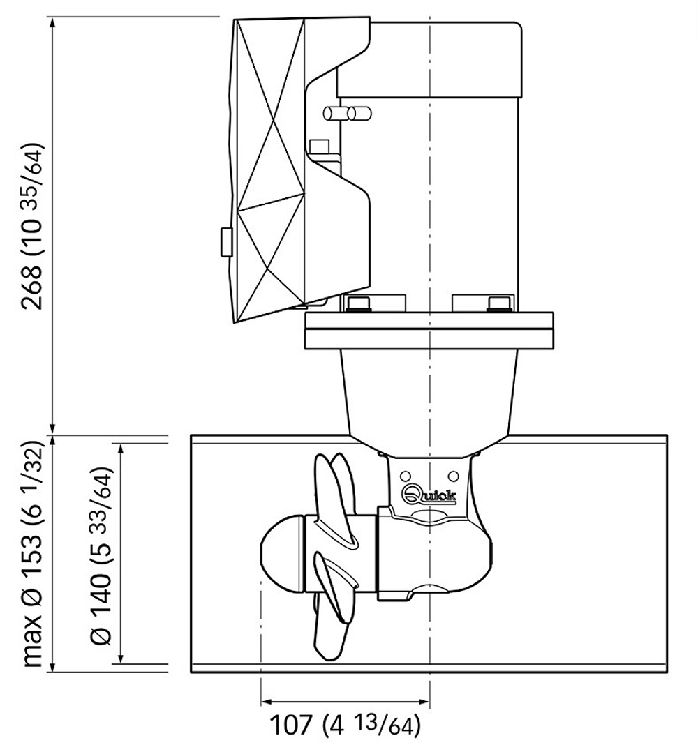 Подруливающее устройство, 2,2 кВт, 40 кгс, 12 В, 140 мм (комплект 2 шт) (10270296 )