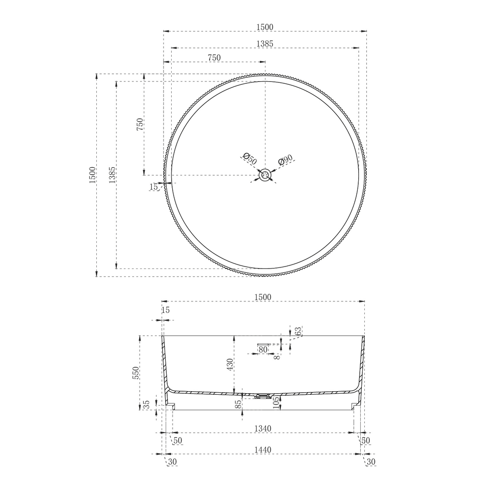 Ванна из искусственного камня ABBER Stein AS9679 белая матовая