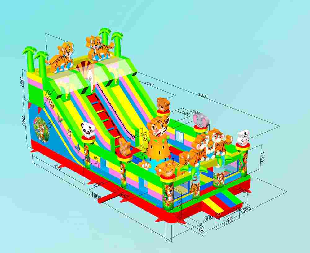 Коммерческий надувной батут «Тигриная страна 4», 10*5*5 м