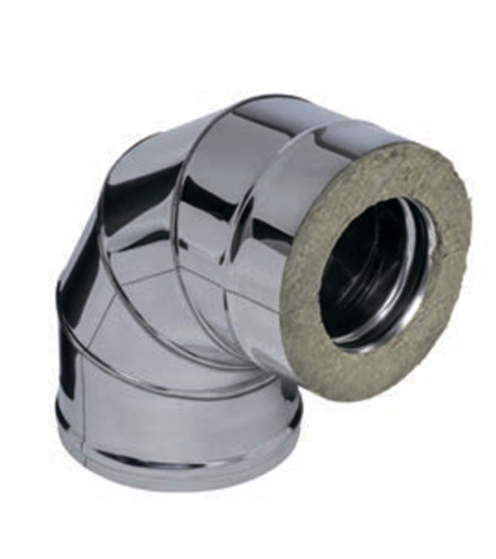 Сэндвич-колено 90° (430/0,5мм) Ф130*200 нерж (Ferrum)