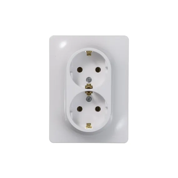 Розетка 2-м СП Glossa 16А IP20 с заземл. в сборе бел. SE GSL000124
