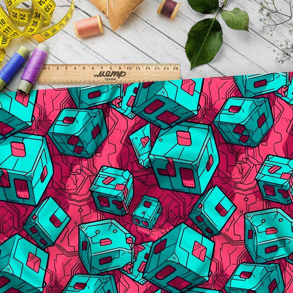Ткань премиум бифлекс кубическая фантазия