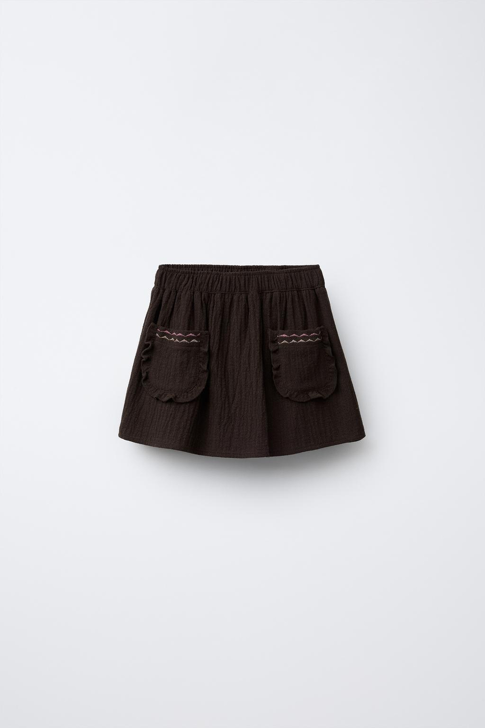 ZARA ЮБКА-ШОРТЫ С КАРМАНАМИ, КОРИЧНЕВЫЙ