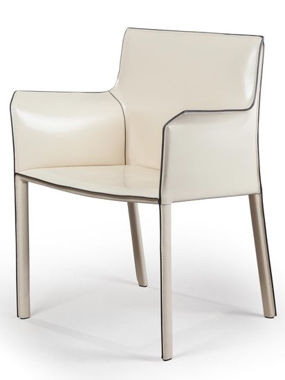 Стул с подлокотниками Barrie, кожа бежевый