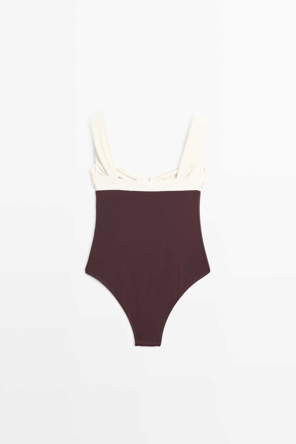 Massimo Dutti Купальник со сборками, коричневый