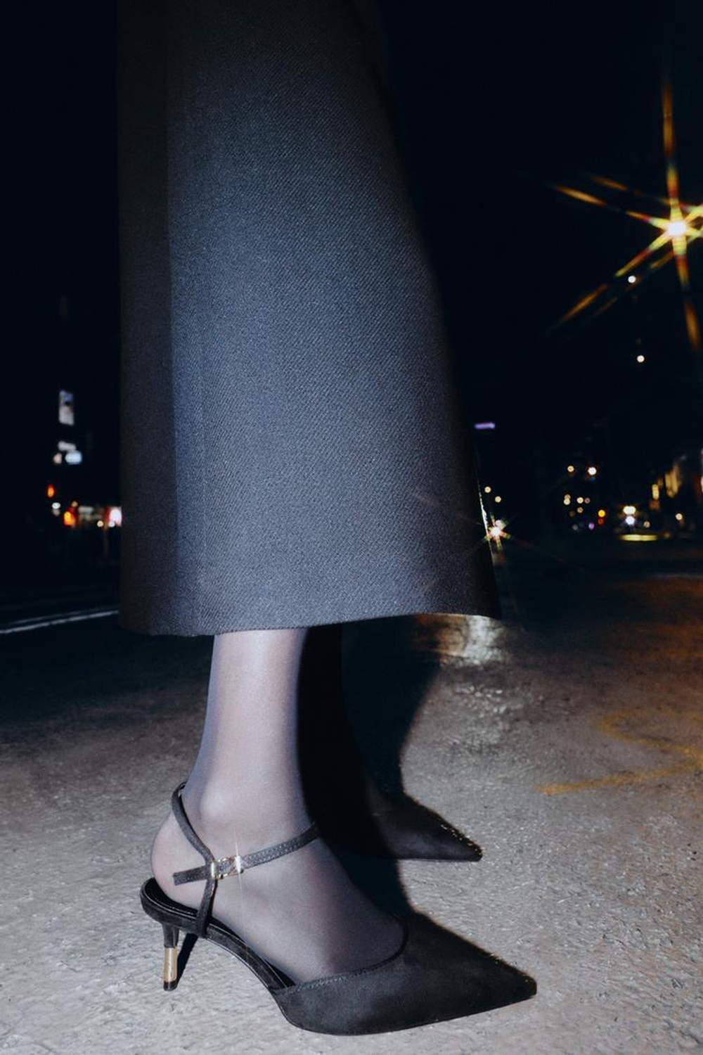 ZARA ТУФЛИ НА ВЫСОКОМ КАБЛУКЕ БЕЗ ЗАДНИКОВ, ЧЕРНЫЙ