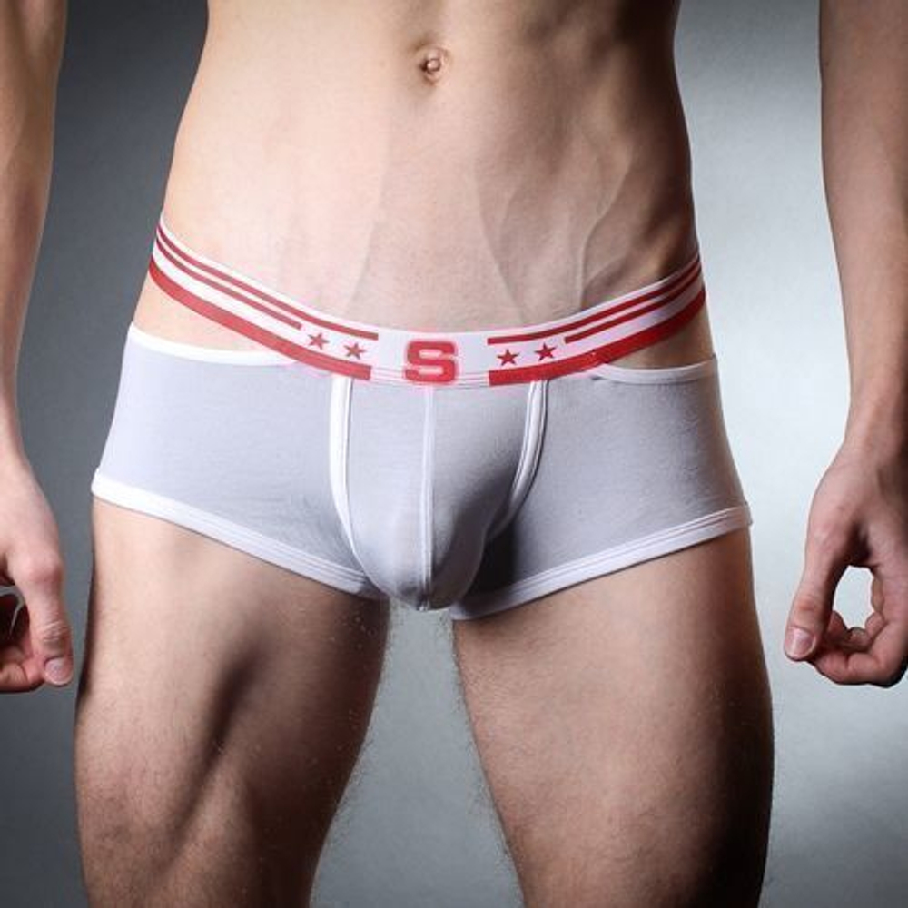 Мужские трусы хипсы с вырезами по бокам серые Seeinner Grey Boxer
