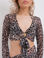 купальник раздельный леопардовый с накидкой парео 4 в 1